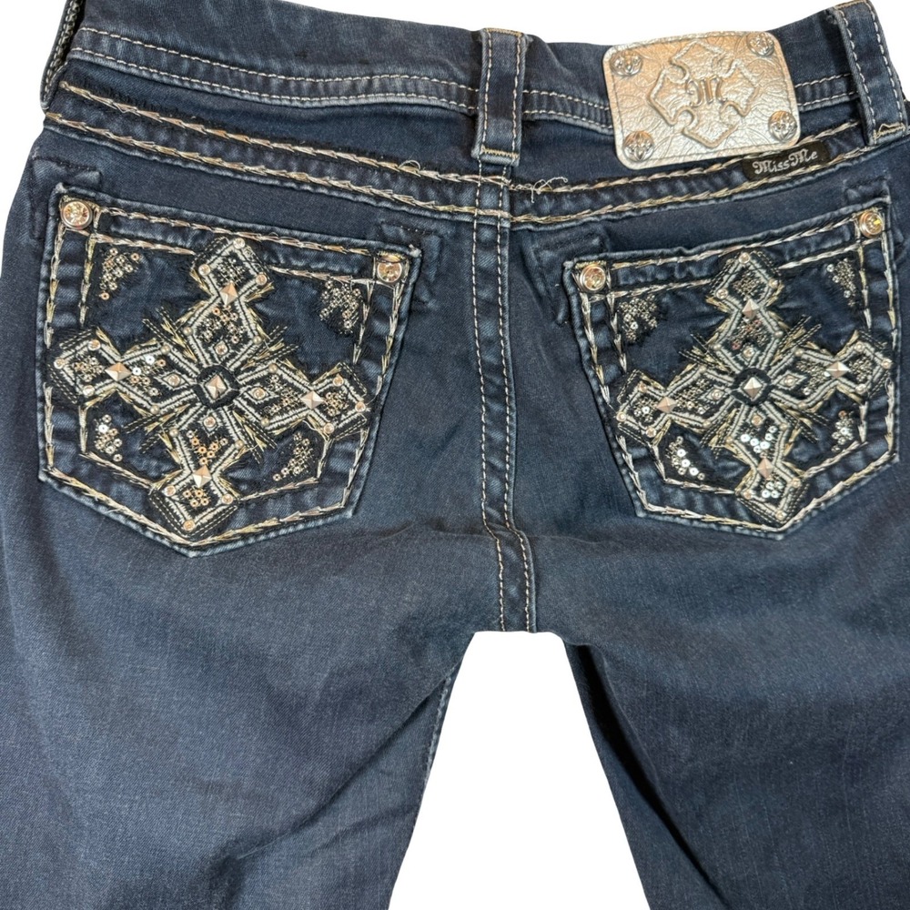 Miss Me Skinny Jeans Womens 26 Blue Cross Embroidered Sequin JE7137S2L